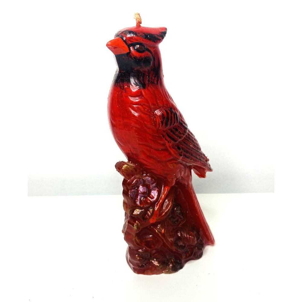 Red Cardinal Bird Holiday Wick Candle Festive Seasonal Decor 7"